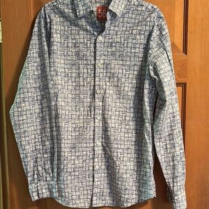 Tori Richard Blue Casual Button Down Shirt with Modern Pattern